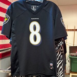 Neither NFL Ravens Black Jersey with Number 8 youth large 14-16